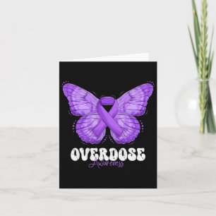 Overdose Awareness Month Purple Ribbon Butterfly Card