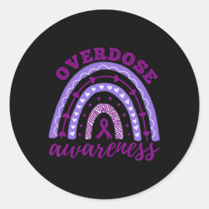Overdose Awareness Month Rainbow Classic Round Sticker