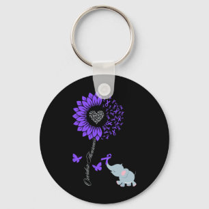 Overdose Awareness Month Sunflower Elephant Butter Keychain