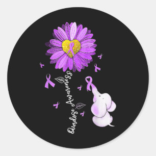 Overdose Awareness Month Sunflower Ribbon Purple E Classic Round Sticker