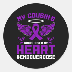 Overdose Awareness My Cousin's Wings Cover My Hear Classic Round Sticker