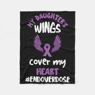 Overdose Awareness My Daughter's Wings Purple Ribb Fleece Blanket