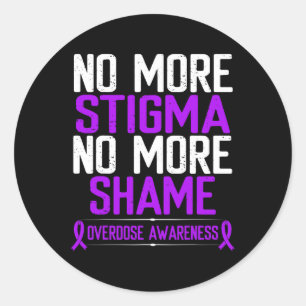 Overdose Awareness No More Stigma Shame Purple Rib Classic Round Sticker