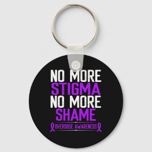 Overdose Awareness No More Stigma Shame Purple Rib Keychain