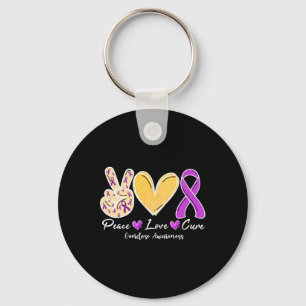 Overdose Awareness Peace Love Heart Ribbon Family Keychain