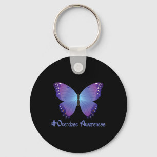 Overdose Awareness Purple Butterfly Drug Addiction Keychain