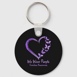 Overdose Awareness Purple Butterfly Heart Keychain