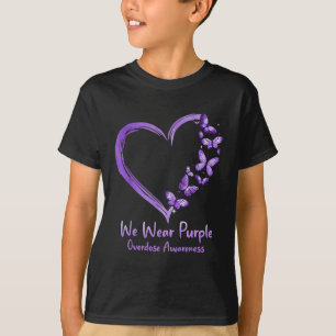 Overdose Awareness Purple Butterfly Heart T-Shirt