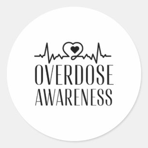 Overdose Awareness Purple Ribbon Addiction Recover Classic Round Sticker