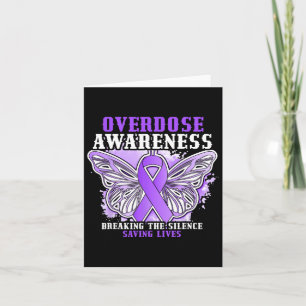 Overdose Awareness Purple Ribbon Drug Addiction 10 Card