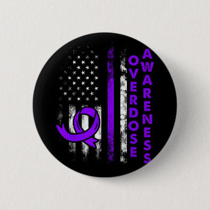 Overdose Awareness Purple Ribbon Drug Addiction 16 2 Inch Round Button