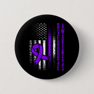 Overdose Awareness Purple Ribbon Drug Addiction 22 2 Inch Round Button