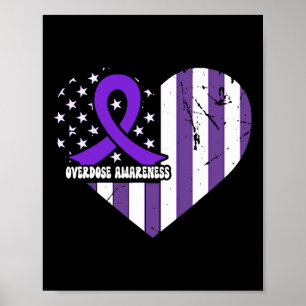 Overdose Awareness Purple Ribbon Drug Addiction 28 Poster