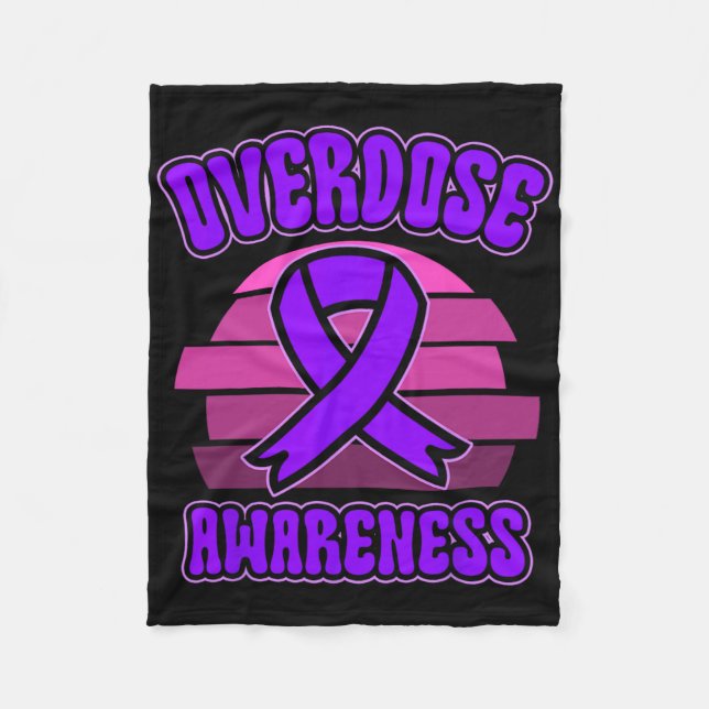 Overdose Awareness Purple Ribbon Drug Addiction 31 Fleece Blanket (Front)