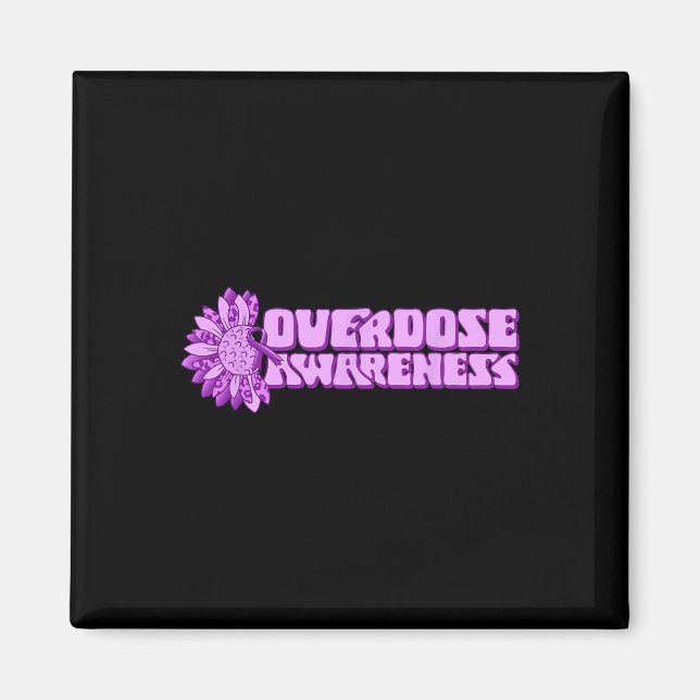 Overdose Awareness Purple Ribbon Drug Addiction 32 Magnet (Front)