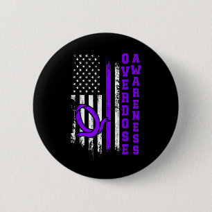 Overdose Awareness Purple Ribbon Drug Addiction 48 2 Inch Round Button