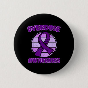 Overdose Awareness Purple Ribbon Drug Addiction 4 2 Inch Round Button