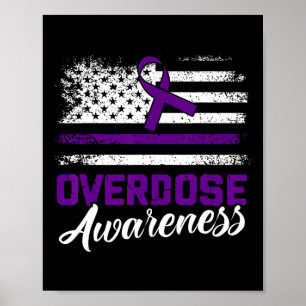 Overdose Awareness Purple Ribbon Drug Addiction 50 Poster