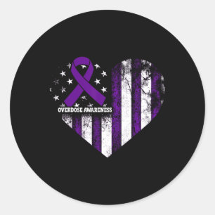 Overdose Awareness Purple Ribbon Drug Addiction 52 Classic Round Sticker
