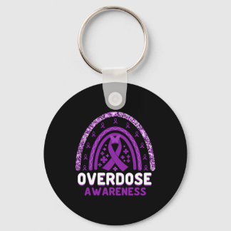 Overdose Awareness Purple Ribbon Drug Addiction 53 Keychain