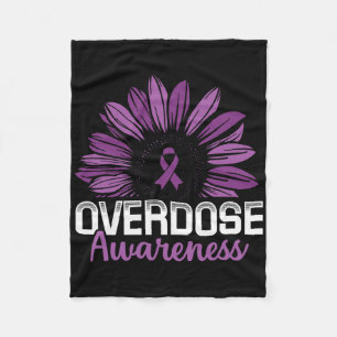 Overdose Awareness Purple Ribbon Drug Addiction 69 Fleece Blanket