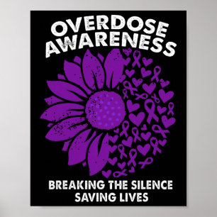 Overdose Awareness Purple Ribbon Drug Addiction 71 Poster