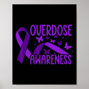 Overdose Awareness Purple Ribbon Drug Addiction 74 Poster