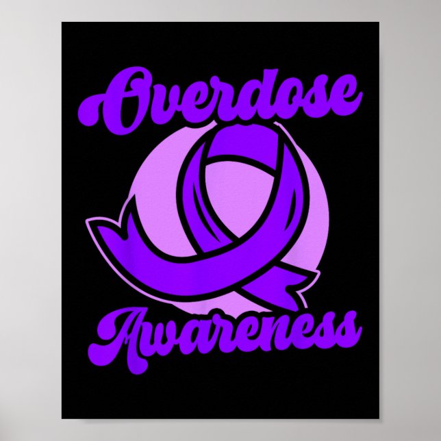 Overdose Awareness Purple Ribbon Drug Addiction 93 Poster (Front)