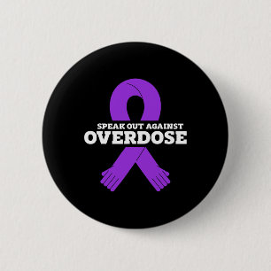 Overdose Awareness Purple Ribbon Drug Addiction 95 2 Inch Round Button