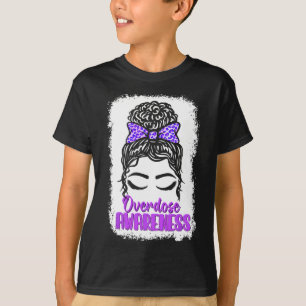 Overdose Awareness Purple Ribbon Drug Addiction 96 T-Shirt