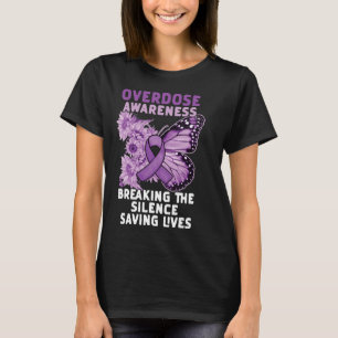 Overdose Awareness Purple Ribbon Drug Addiction 9 T-Shirt