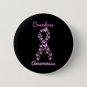 Overdose Awareness Purple Ribbon Drug Addiction Bu 2 Inch Round Button