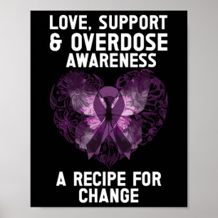 Overdose Awareness Purple Ribbon Drug Addiction Bu Poster