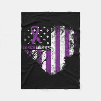 Overdose Awareness Purple Ribbon Drug Addiction Fleece Blanket
