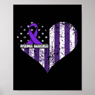 Overdose Awareness Purple Ribbon Drug Addiction &# Poster