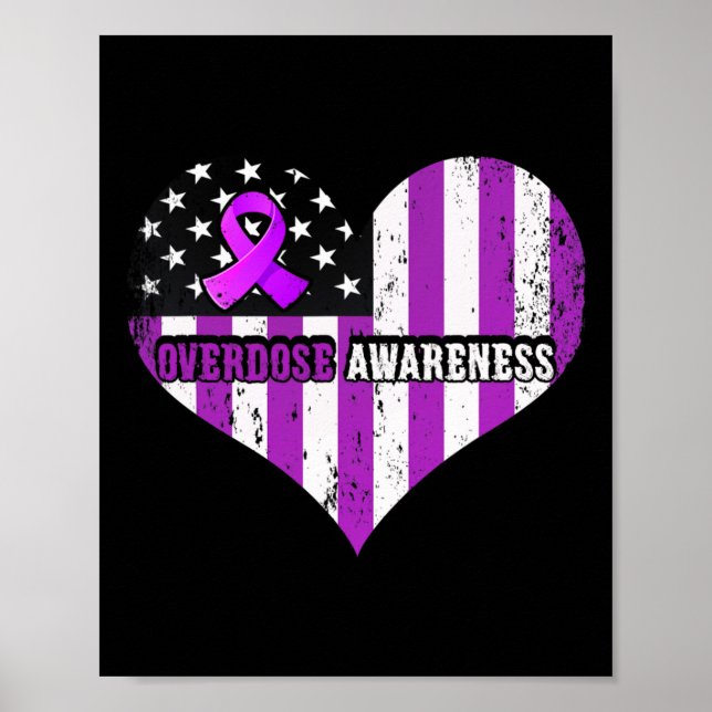 Overdose Awareness Purple Ribbon Drug Addiction  Poster (Front)