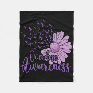 Overdose Awareness Purple Ribbon Drug Addiction Su Fleece Blanket