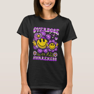 Overdose Awareness Purple Ribbon Smile Drug Addict T-Shirt