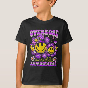 Overdose Awareness Purple Ribbon Smile Drug Addict T-Shirt