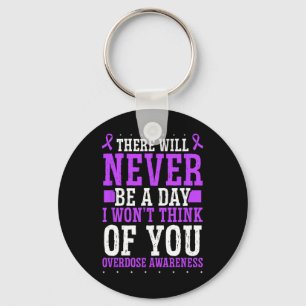 Overdose Awareness Purple Ribbon Think Of You Drug Keychain