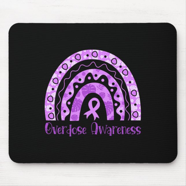 Overdose Awareness Rainbow Purple Ribbon For Men W Mouse Pad (Front)