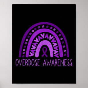Overdose Awareness Rainbow Purple Ribbon For Men W Poster