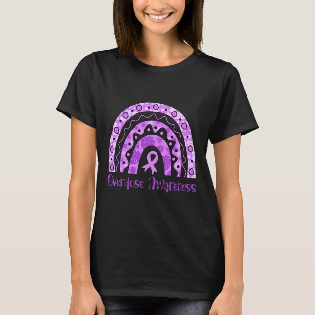 Overdose Awareness Rainbow Purple Ribbon For Men W T-Shirt (Front)