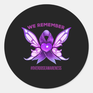 Overdose Awareness Remember Purple Ribbon End Addi Classic Round Sticker