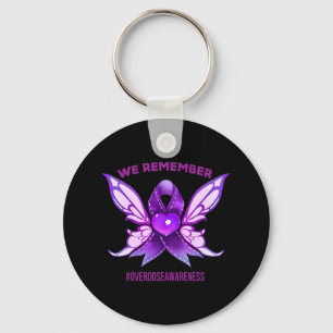 Overdose Awareness Remember Purple Ribbon End Addi Keychain
