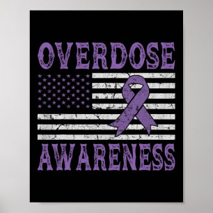 Overdose Awareness Ribbon Drug Addiction American  Poster