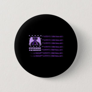 Overdose Awareness Ribbon Flag 1 2 Inch Round Button