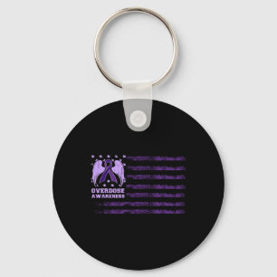 Overdose Awareness Ribbon Flag Vintage Keychain
