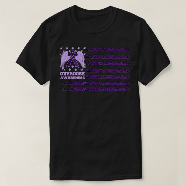 Overdose Awareness Ribbon Flag Vintage  T-Shirt (Design Front)