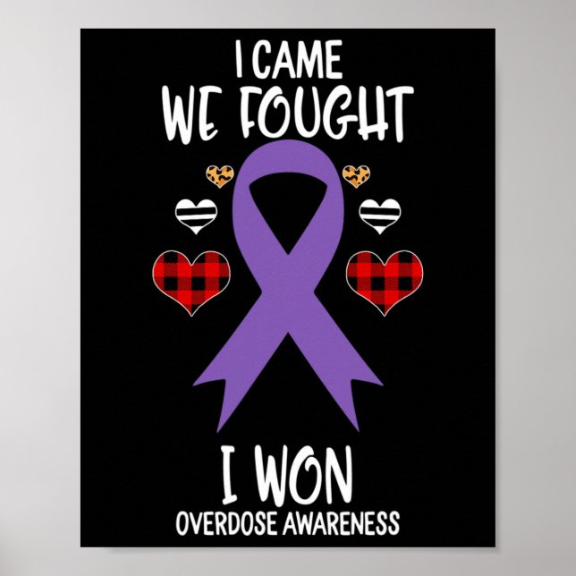 Overdose Awareness Ribbon I Came We Fought I Won C Poster (Front)